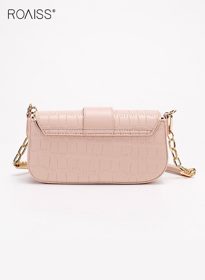 roaiss Women Stylish Square Bag, Large Capacity Shoulder Bag with Adjustable Strap and Snap-button Closure, Elegant Chic Crossbody Bag for Ladies, Ideal for Dating, Shopping and Everyday Use, 21*5*9cm - Image 4